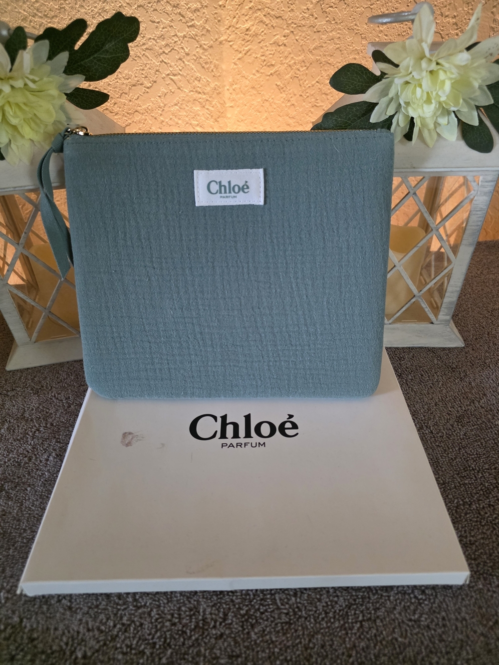 Chloé Parfum Sage Green Zip Cosmetic Pouch